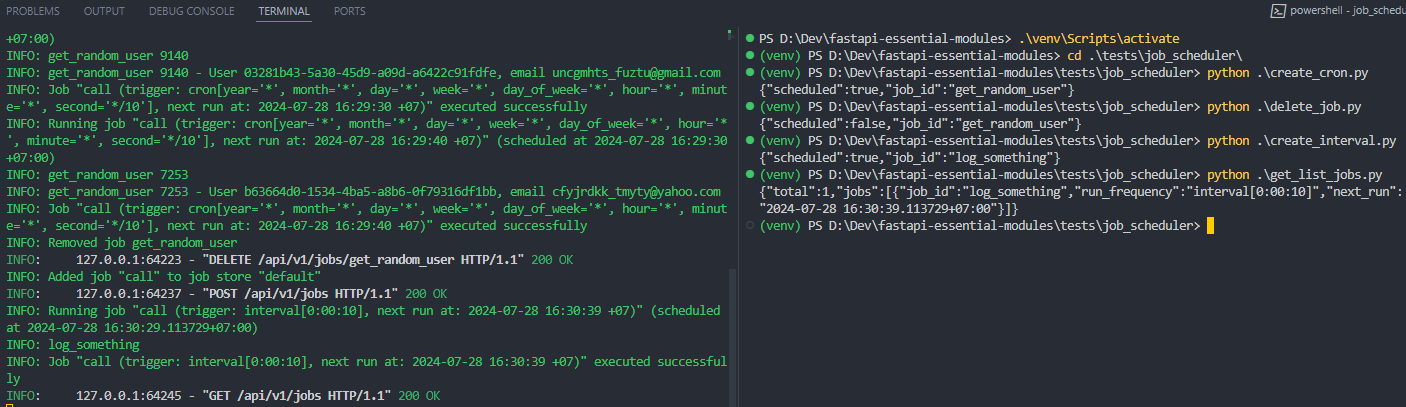 Test Delete, Create A New Interval Job, Get Jobs